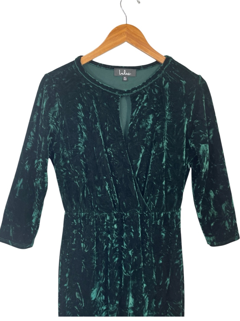 Lulus Keep Love Alive Forest Green Velvet Maxi Dress Size XL - Picture 7 of 12